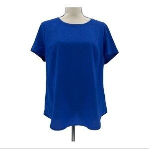 Merona Short Sleeve Keyhole Polka Dot Blouse Sz L